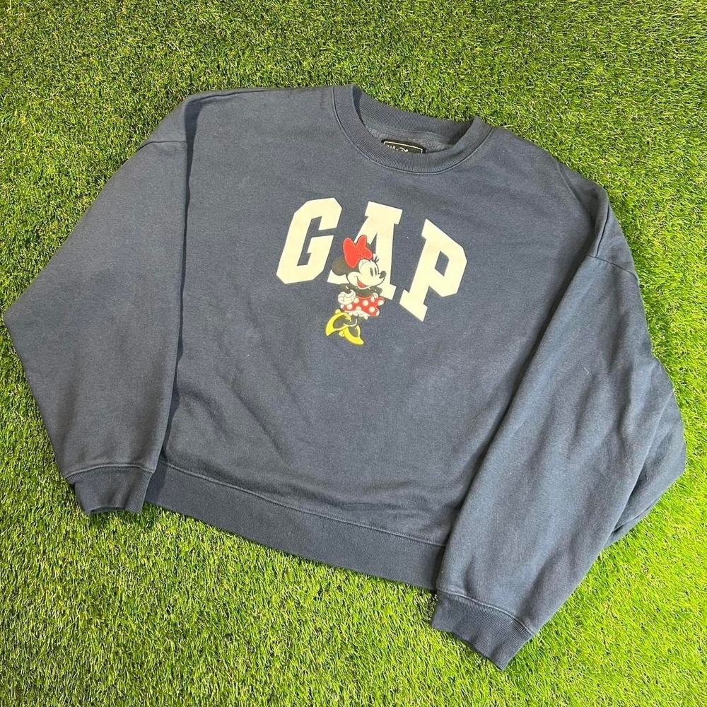 GAP x Disney Minnie Mouse Crewneck Sweatshirt Womens Large Navy Graphic